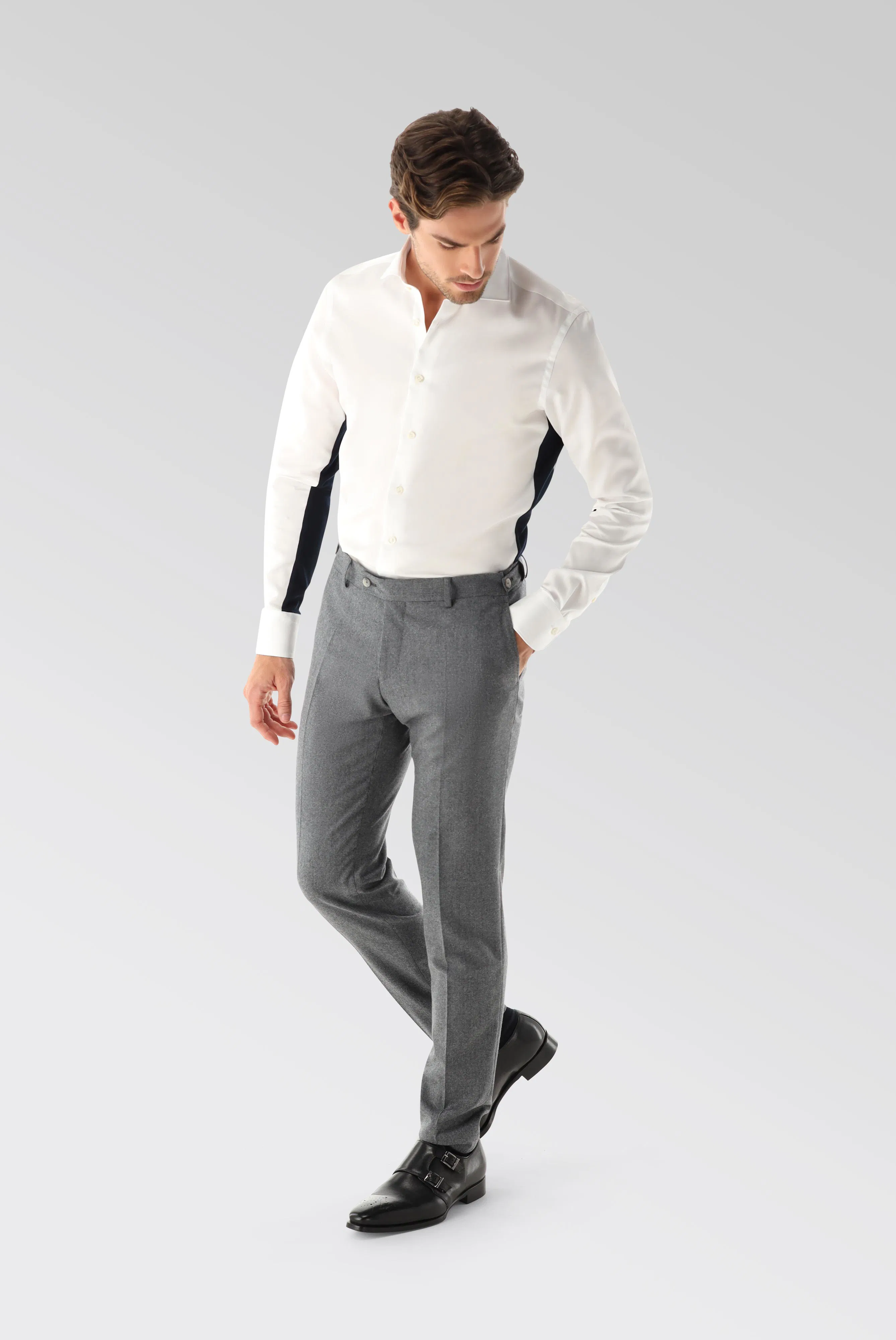 Bügelfreies Hybridshirt mit Jerseyeinsatz Slim Fit günstig online kaufen