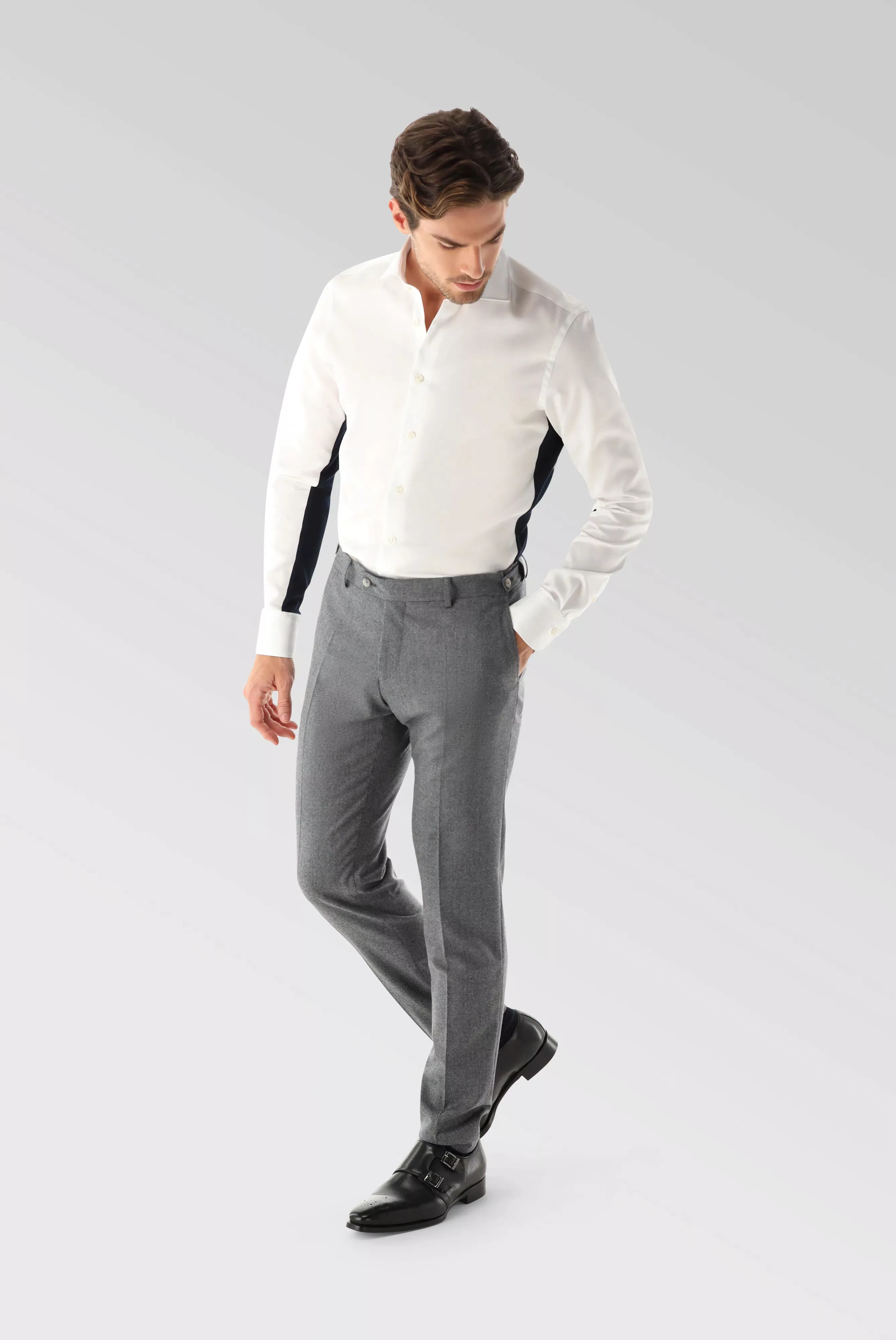 Bügelfreies Hybridshirt mit Jerseyeinsatz Slim Fit günstig online kaufen