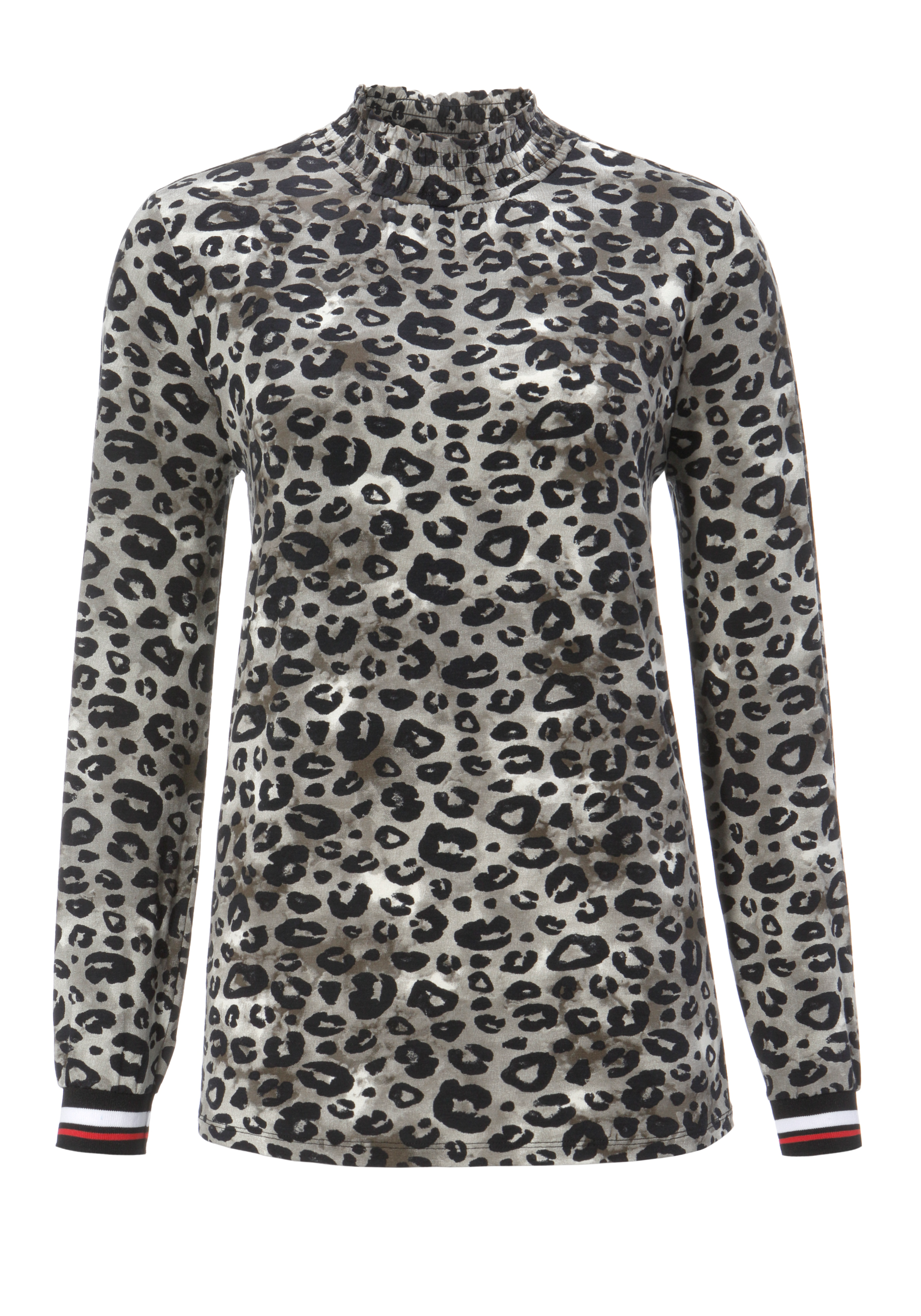 Aniston CASUAL Langarmshirt, mit trendigem Animal-Print und gestreiften Bün günstig online kaufen