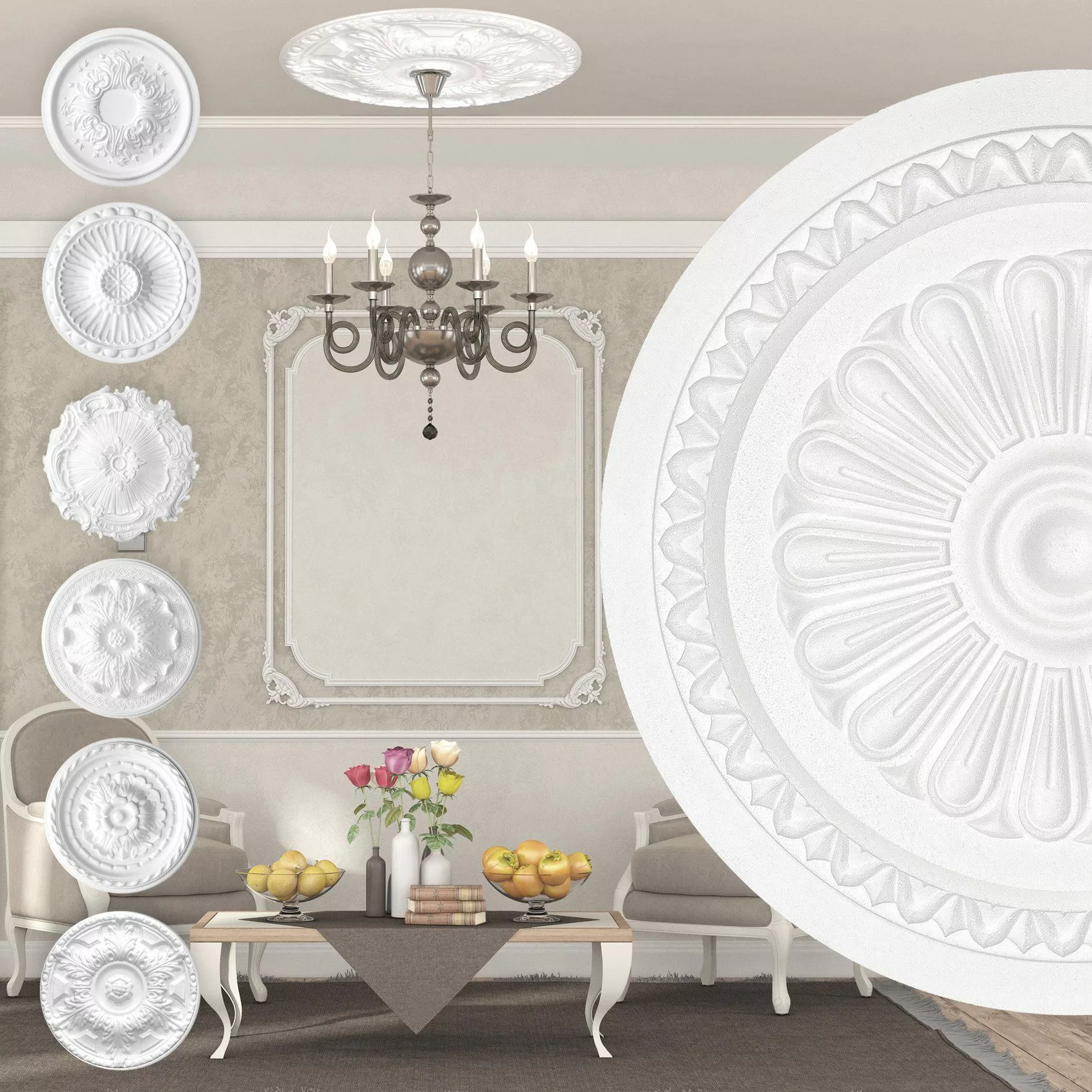 marbet design Wanddekoobjekt R-15 (Stuckrosette aus günstig online kaufen