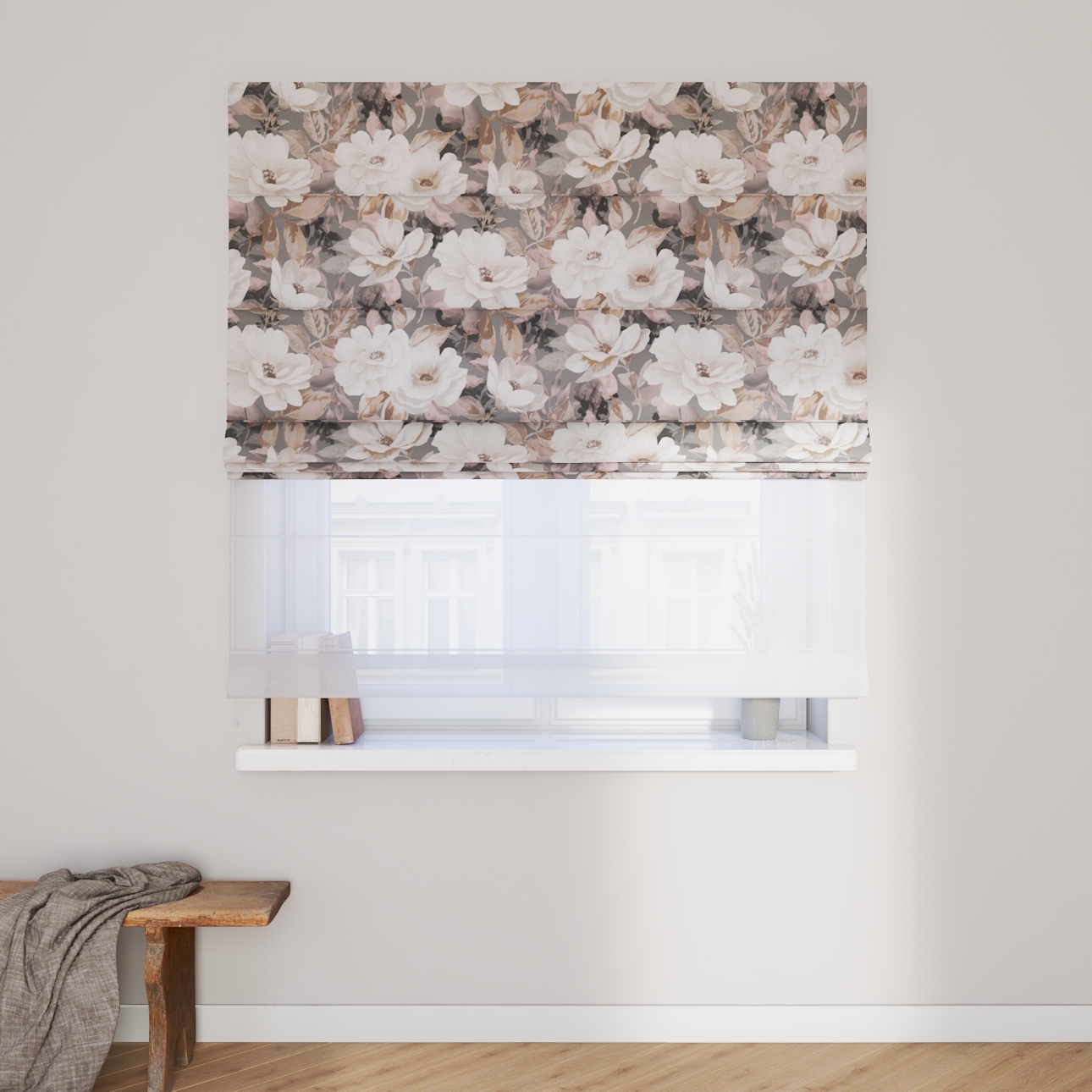Dekoria Doppelraffrollo Duo, grau-rosa, 110 x 150 cm günstig online kaufen