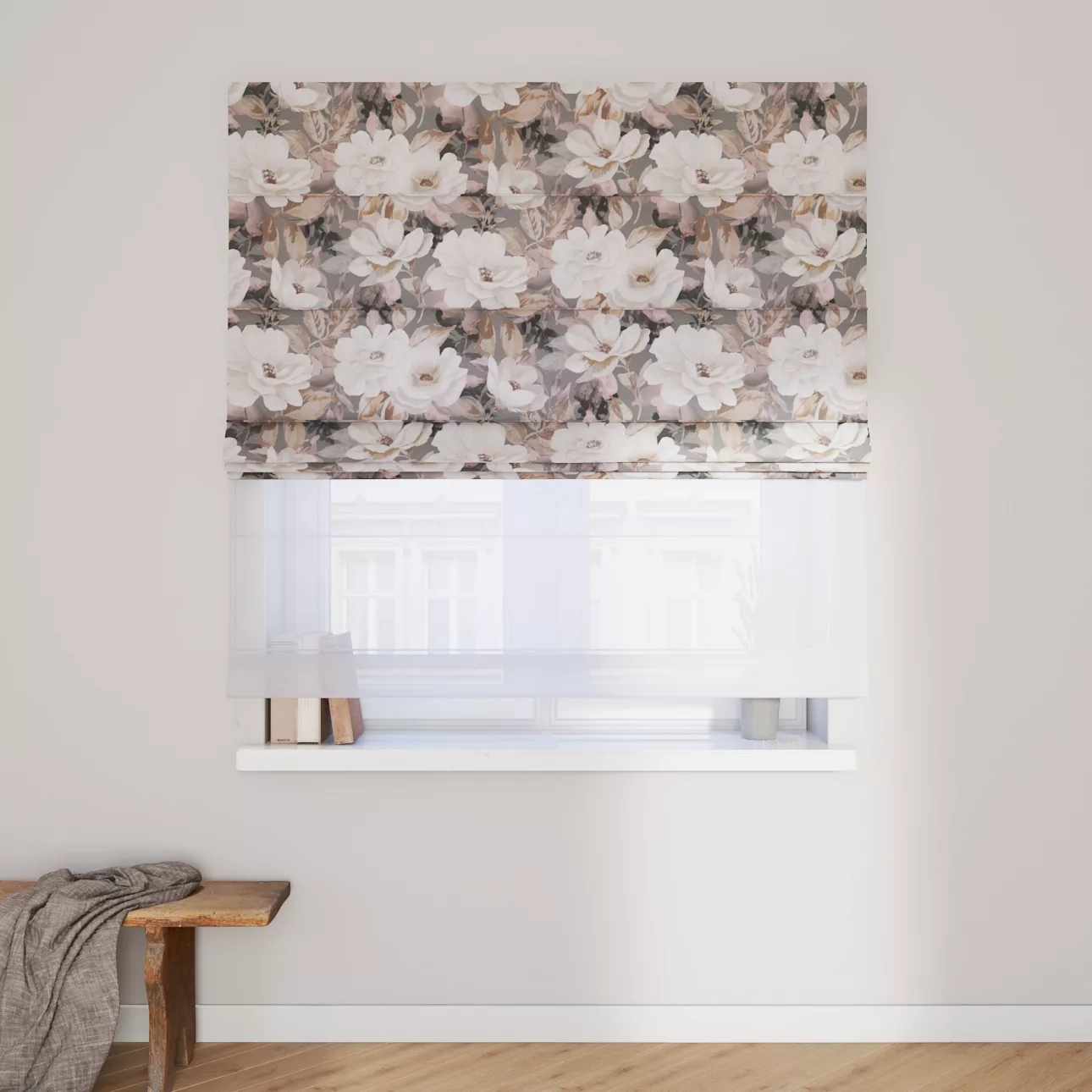 Dekoria Doppelraffrollo Duo, grau-rosa, 50 x 60 cm günstig online kaufen
