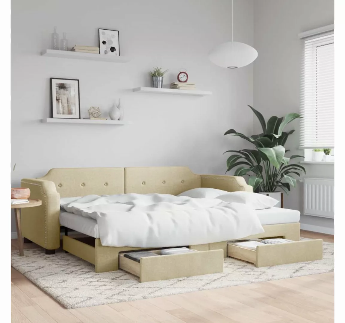 vidaXL Gästebett Gästebett Tagesbett Ausziehbar mit Schubladen Creme 100x20 günstig online kaufen