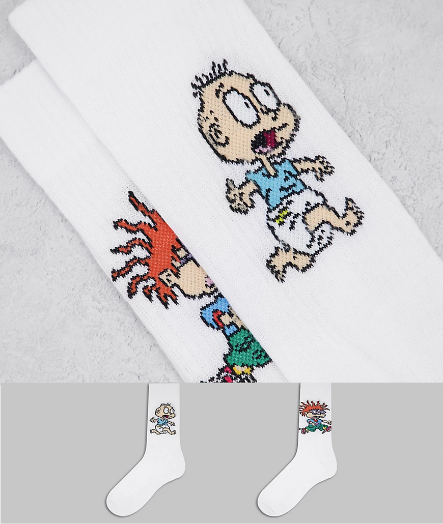 ASOS DESIGN – 2er-Pack Sportsocken mit Rugrats-Design - Tommy und Chucky-We günstig online kaufen