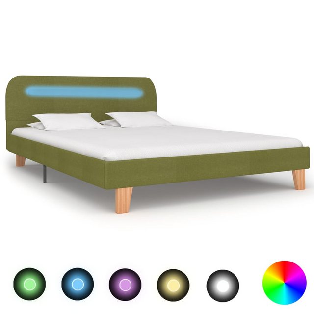 vidaXL Bett, Bettgestell mit LED ohne Matratze Grün Stoff 135x190 cm günstig online kaufen