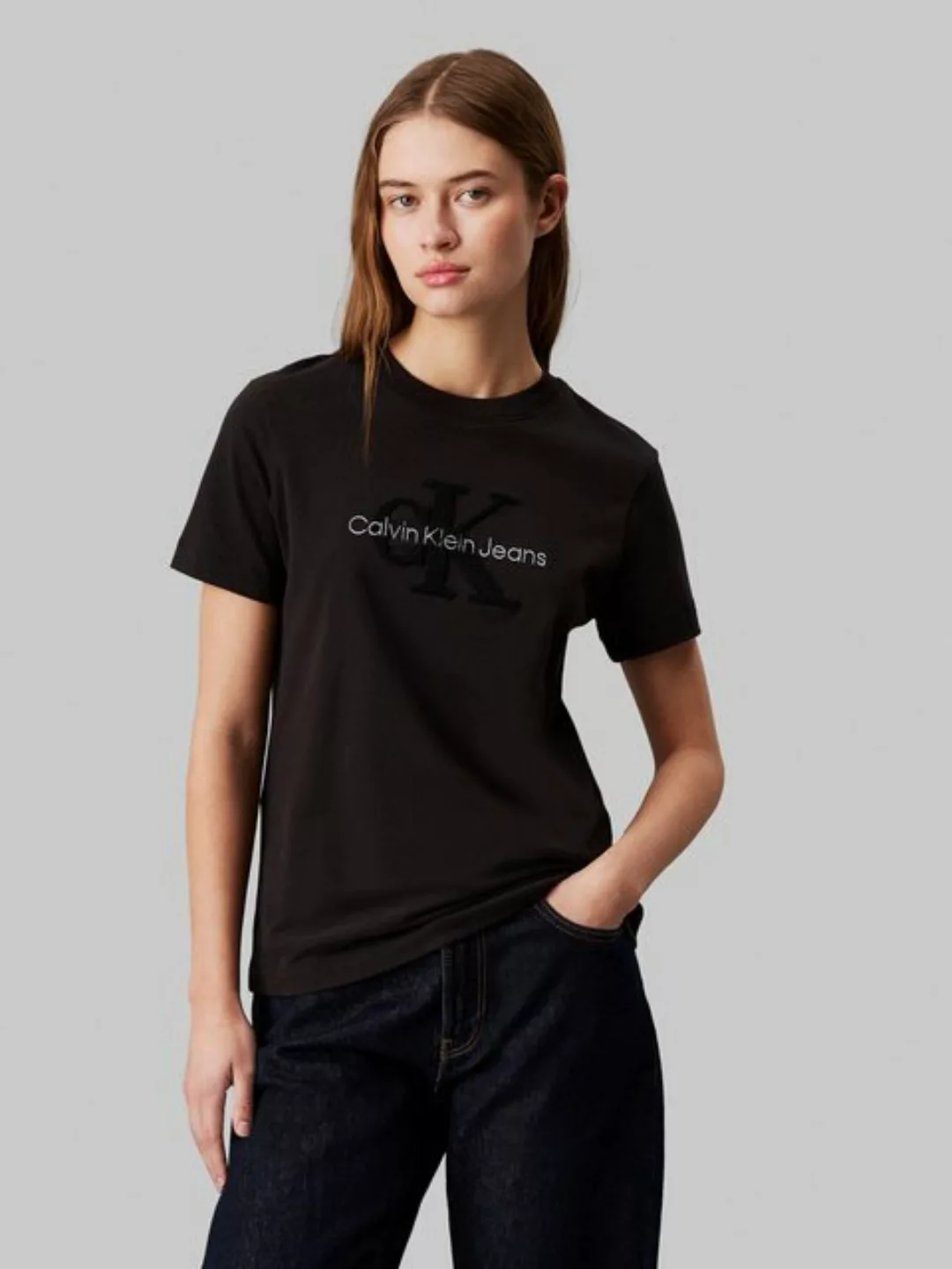 Calvin Klein Jeans T-Shirt CHENILLE MONOLOGO REGULAR TEE mit Logostickerei günstig online kaufen