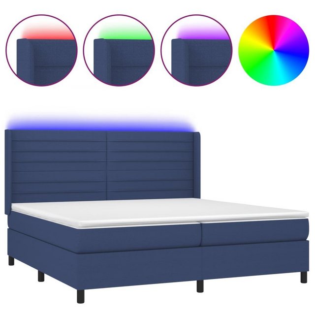 vidaXL Boxspringbett Boxspringbett mit Matratze LED Blau 200x200 cm Stoff B günstig online kaufen