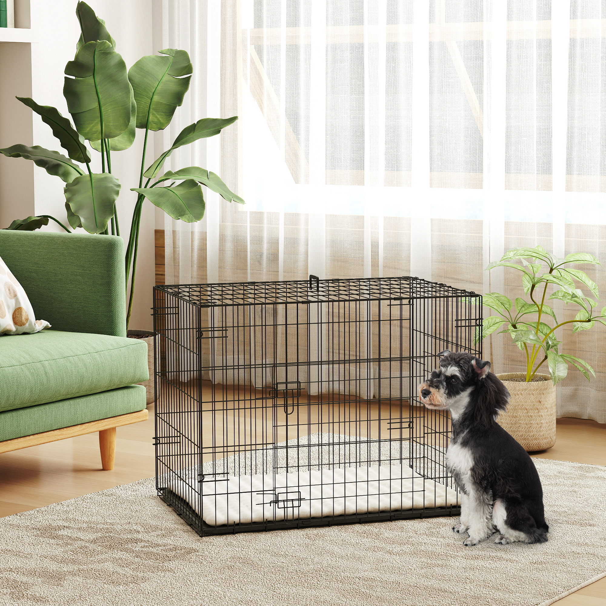 PawHut Hundekäfig, faltbarer Hundetransportkäfig mit 2 Türen, herausnehmbar günstig online kaufen