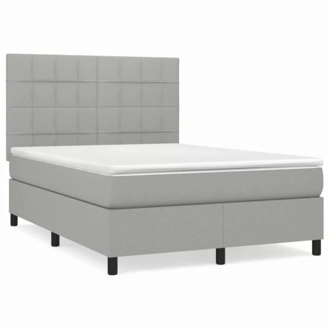 furnicato Bett Boxspringbett mit Matratze Hellgrau 140x200 cm Stoff günstig online kaufen