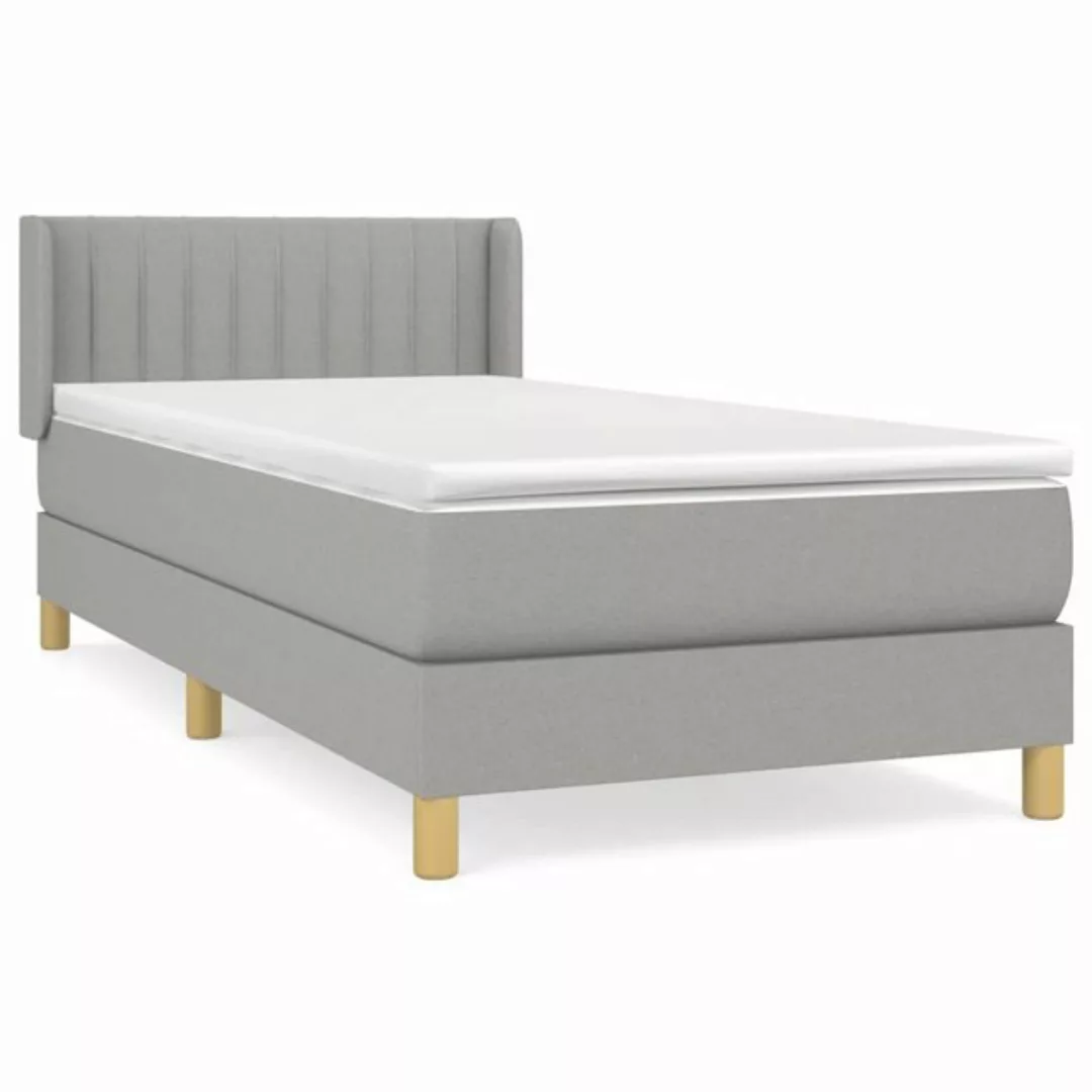 vidaXL Bettgestell Boxspringbett mit Matratze Hellgrau 90x200 cm Stoff Bett günstig online kaufen