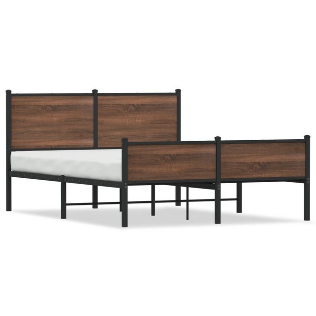 vidaXL Bett, Metallbett ohne Matratze Braun Eichen-Optik 150x200 cm günstig online kaufen