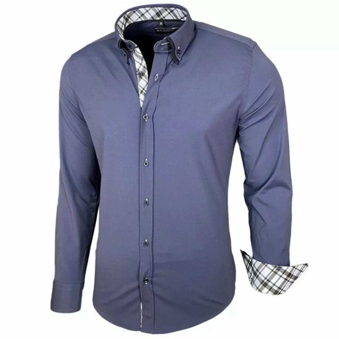 Baxboy Langarmhemd Baxboy Herren Hemd Kentkragen Hemden Slim Fit Anzug Kont günstig online kaufen