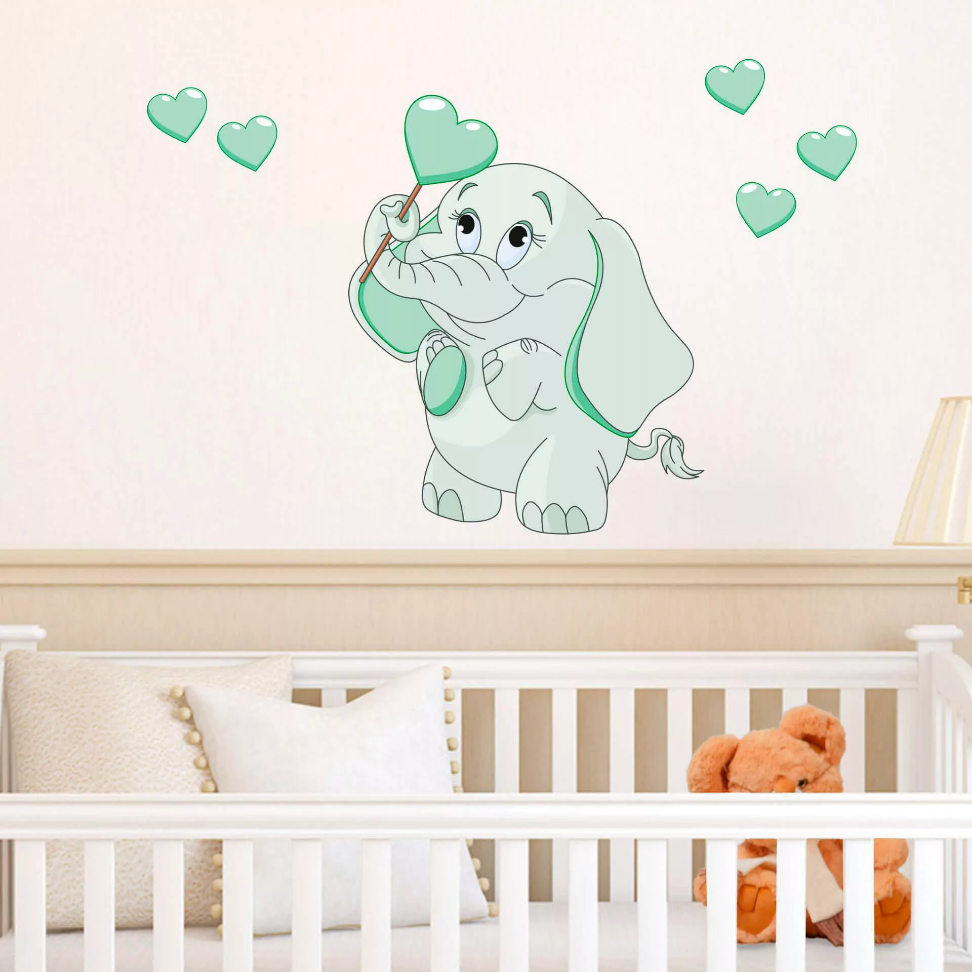 Wall-Art Wandtattoo »Elefantenbaby mit Herzen + Leuchtsticker«, selbstklebe günstig online kaufen