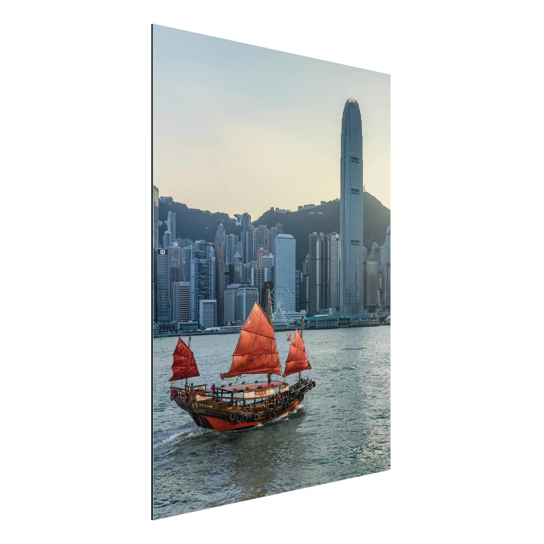 Alu-Dibond Bild Dschunke im Victoria Harbour günstig online kaufen