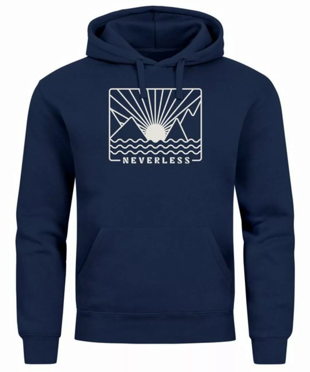 Neverless Hoodie Hoodie Herren Print Outdoor Grafik Line Art Berge Sonne Na günstig online kaufen