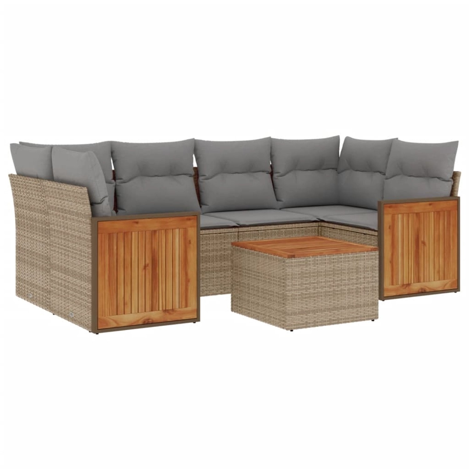 vidaXL 7-Tlg Garten-Sofagarnitur mit Kissen Beige Poly Rattan 3259882 günstig online kaufen