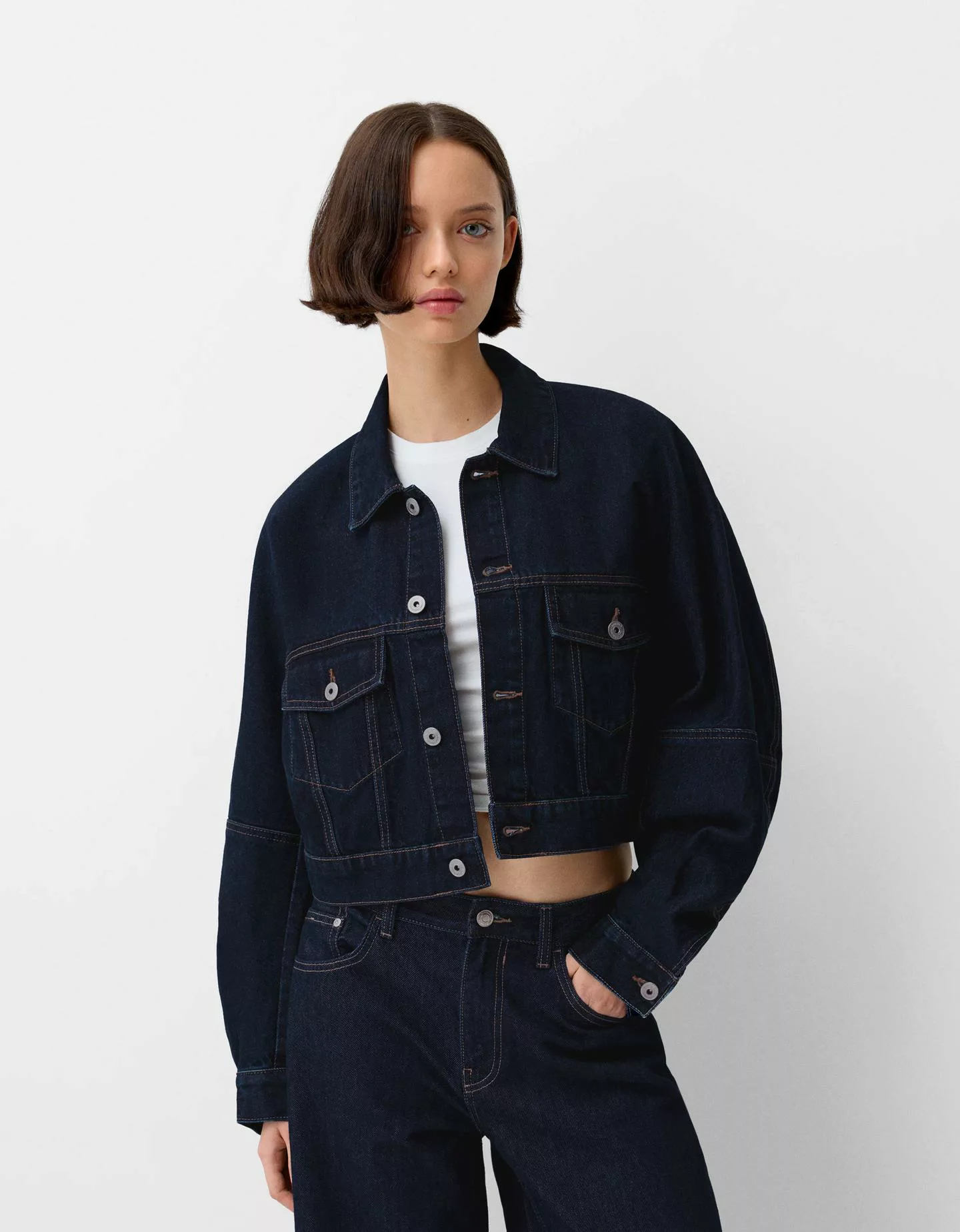 Bershka Cropped-Jeansjacke Damen Xs Ausgewaschenes Blau günstig online kaufen