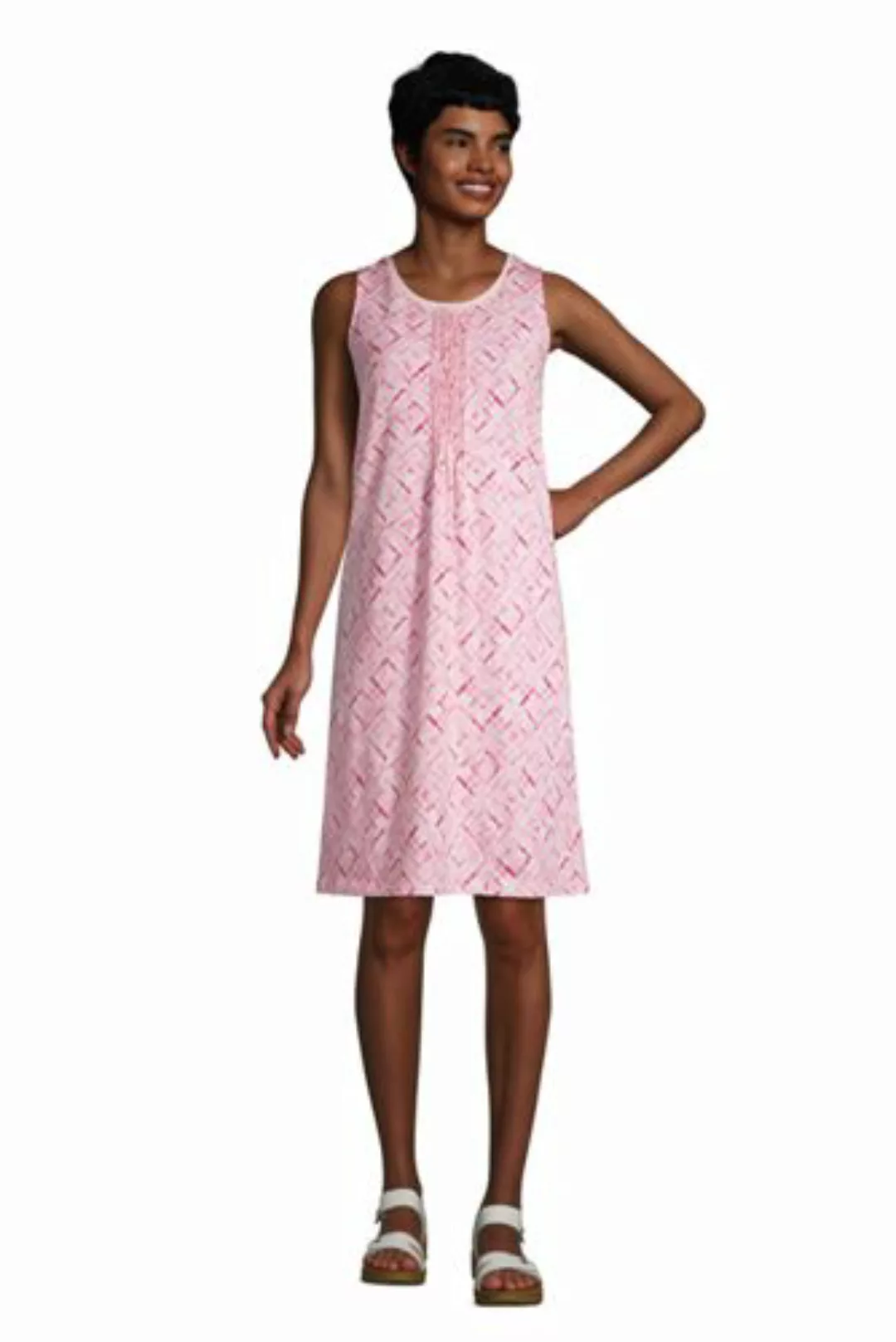 Ärmelloses Kleid mit Biesenfalten, Damen, Größe: S Normal, Pink, Baumwoll-M günstig online kaufen