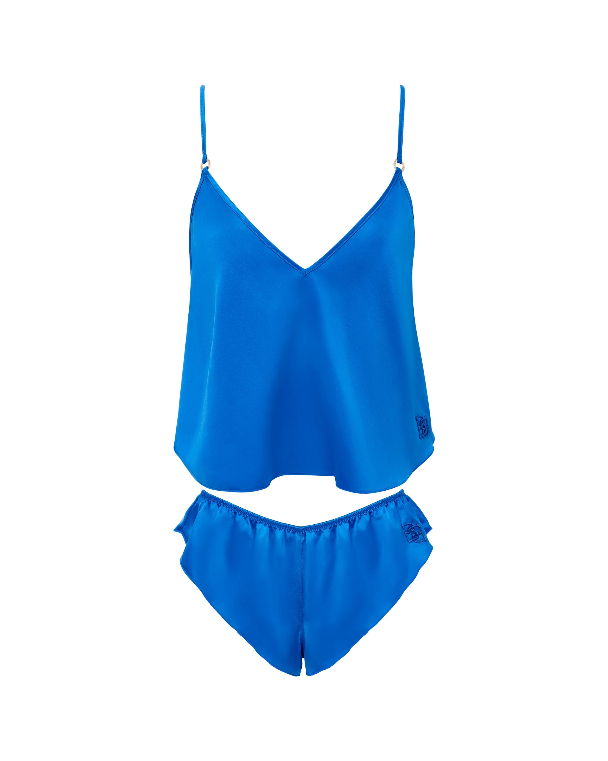 Bluebella Faye luxuriöses Camisole und Shorts Set aus Satin Ägyptisch Blau günstig online kaufen