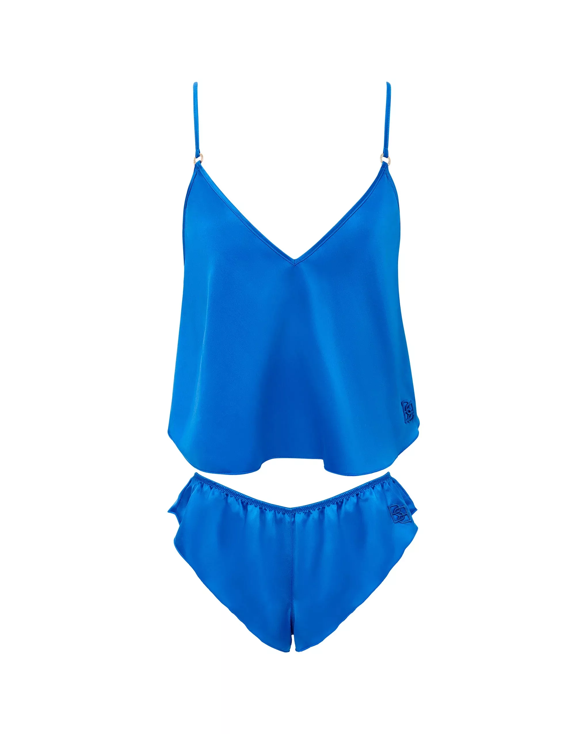 Bluebella Faye luxuriöses Camisole und Shorts Set aus Satin Ägyptisch Blau günstig online kaufen