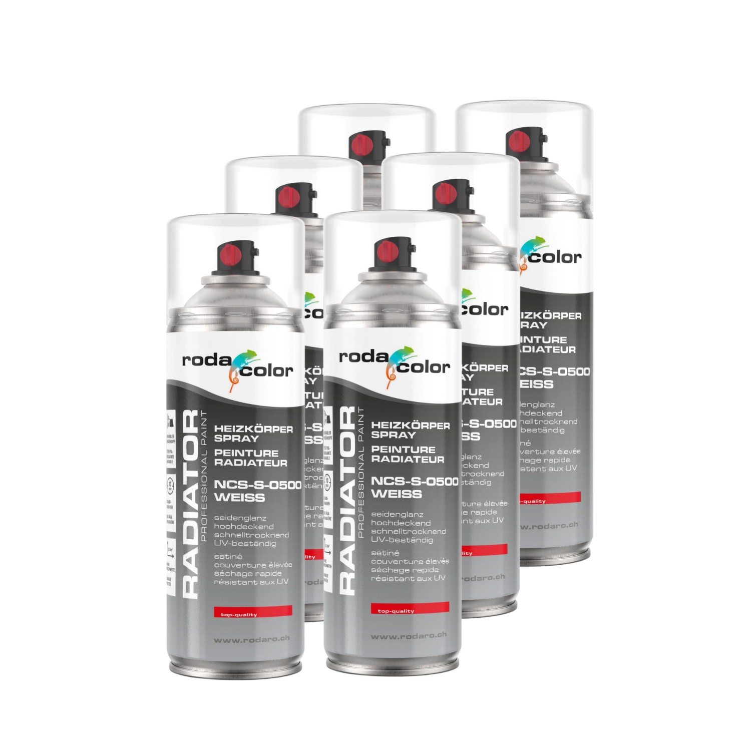 RodaColor Heizkörperspray Sprühlack 400ml NCS S 0500 Weiss 6er Set günstig online kaufen