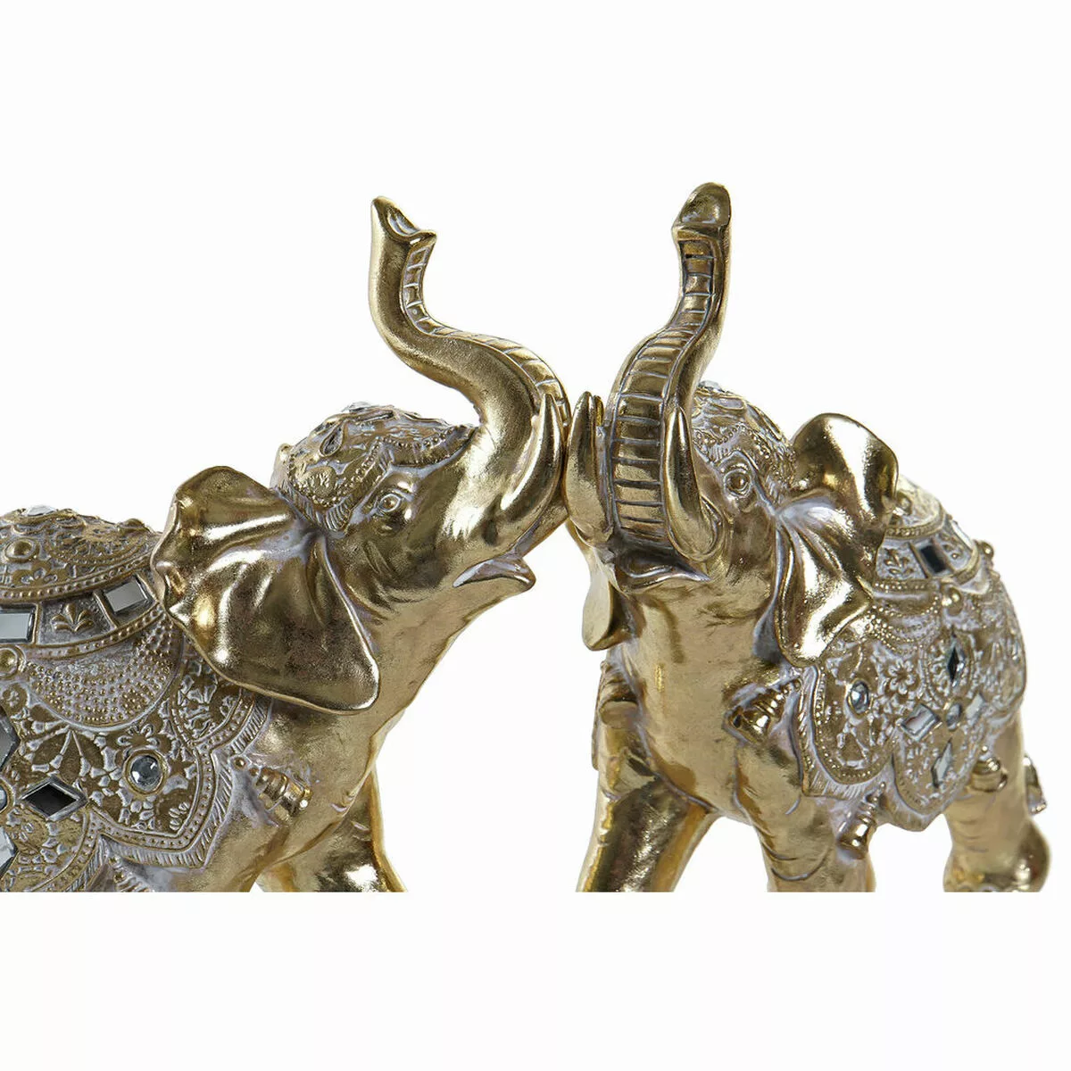 Deko-figur Dkd Home Decor Harz Kolonial Spiegel Elefant (2 Pcs) günstig online kaufen