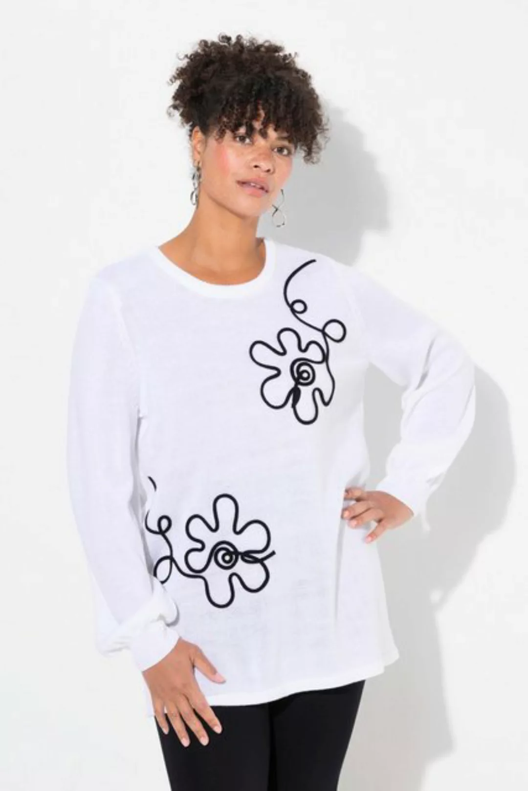 MIAMODA Strickpullover Pullover Blumen Ballon-Langarm günstig online kaufen