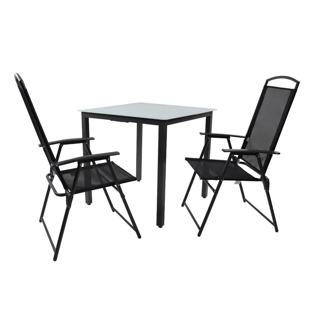 Gartentischgruppe Balkonmöbel Set aus Aluminium und Glas (dreiteilig) günstig online kaufen