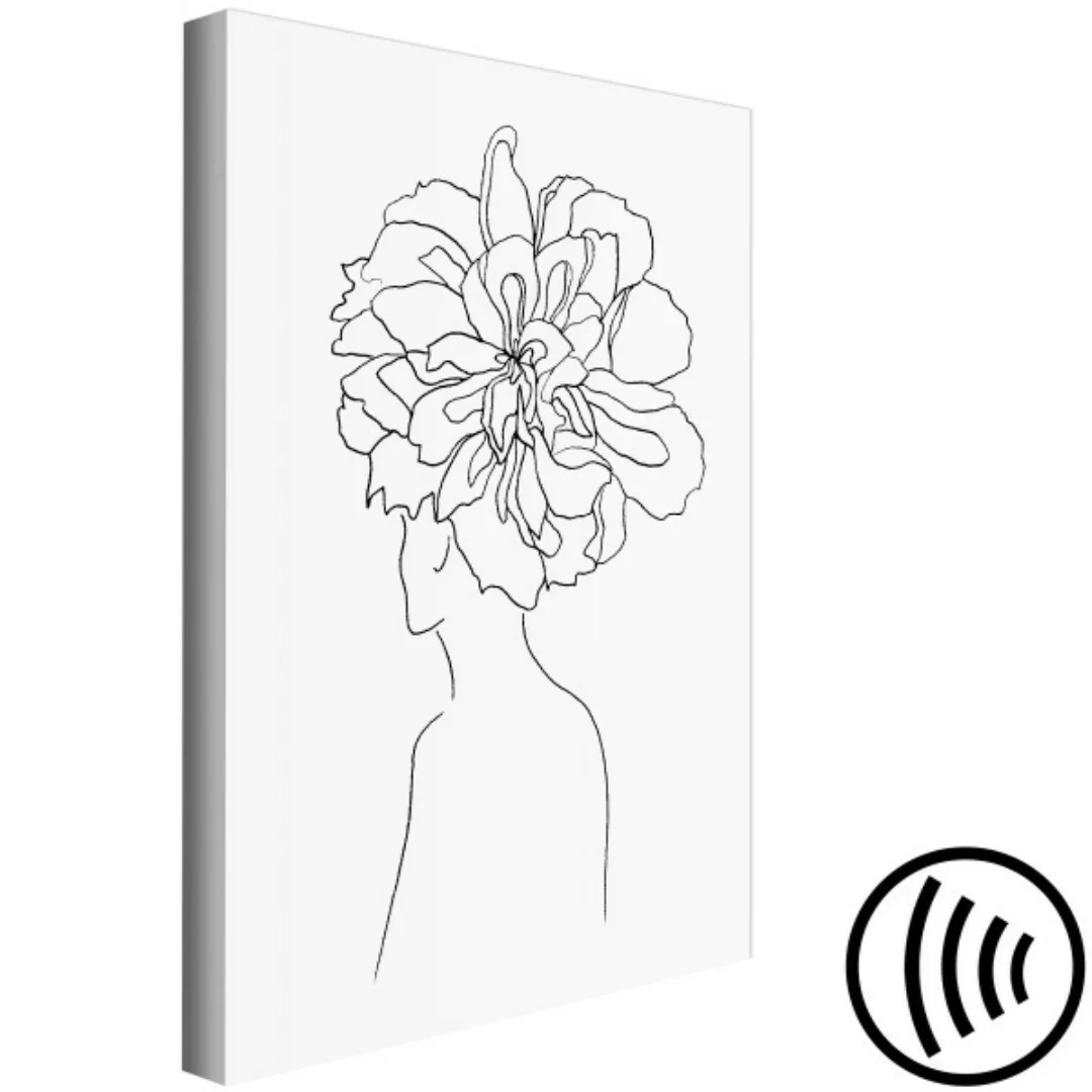 Wandbild Blumen in den Haaren - lineare Silhouette einer Frau mit einer Blu günstig online kaufen