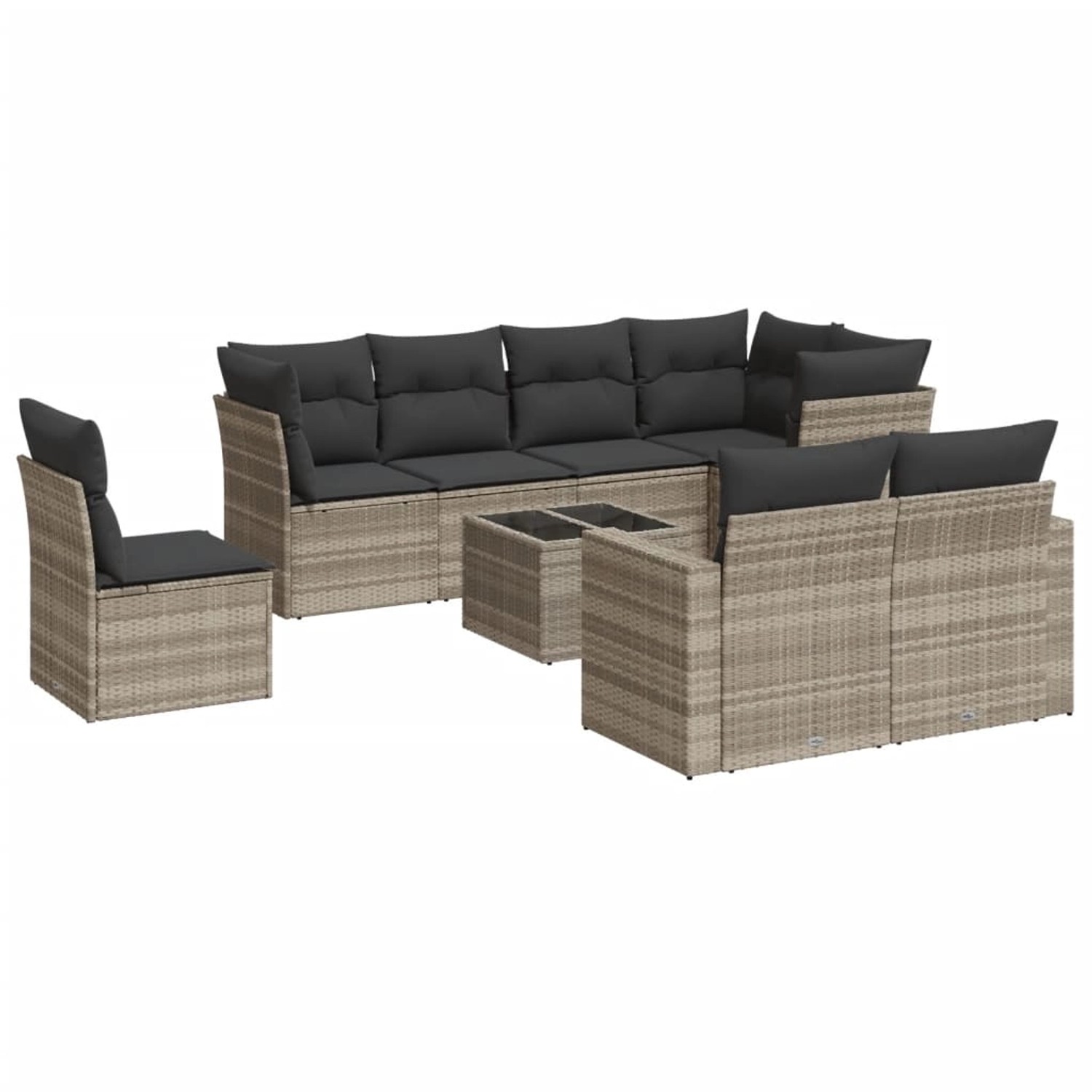 vidaXL 9-Tlg Garten-Sofagarnitur mit Kissen Hellgrau Poly Rattan 3219242 günstig online kaufen