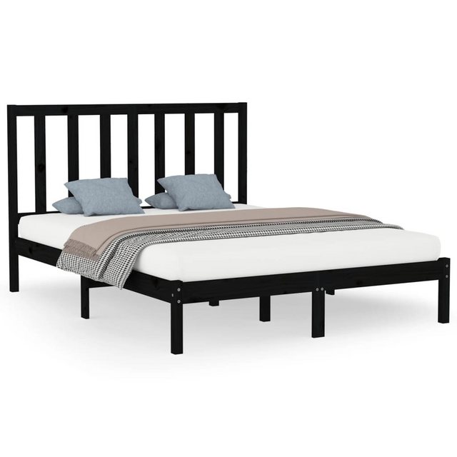 vidaXL Bett Massivholzbett Schwarz 140x200 cm günstig online kaufen