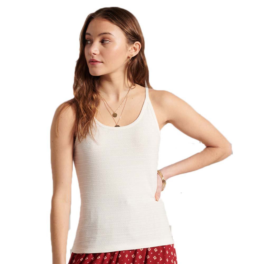 Superdry Bohemian Textured Stripe Ärmelloses T-shirt M Cream Quartz günstig online kaufen