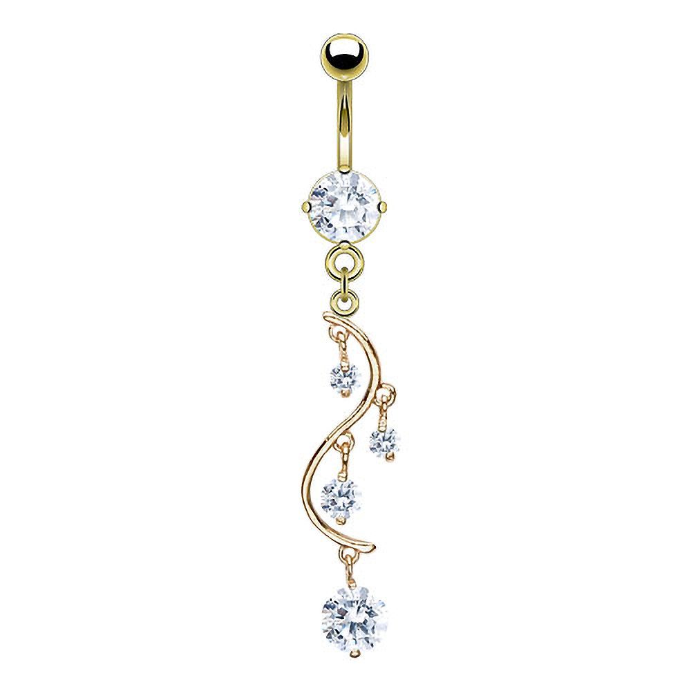Taffstyle Bauchnabelpiercing Piercing Chirurgenstahl Vergoldet Kristall günstig online kaufen