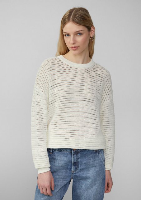 QS Strickpullover Unisex Pullover mit Ajourmuster günstig online kaufen