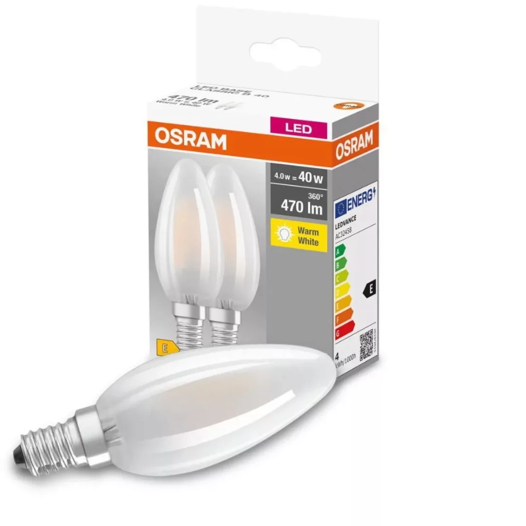 Osram LED-Leuchtmittel E14 Kerzenform 4 W 470 lm 2er Set 10 x 3,5 cm (H x Ø günstig online kaufen