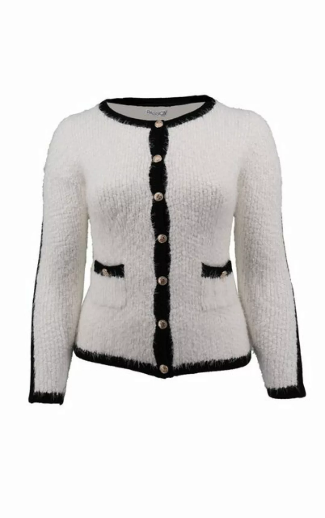 Passioni Cardigan Kuscheliger Cardigan mit Kontraststreifen und Knöpfen günstig online kaufen