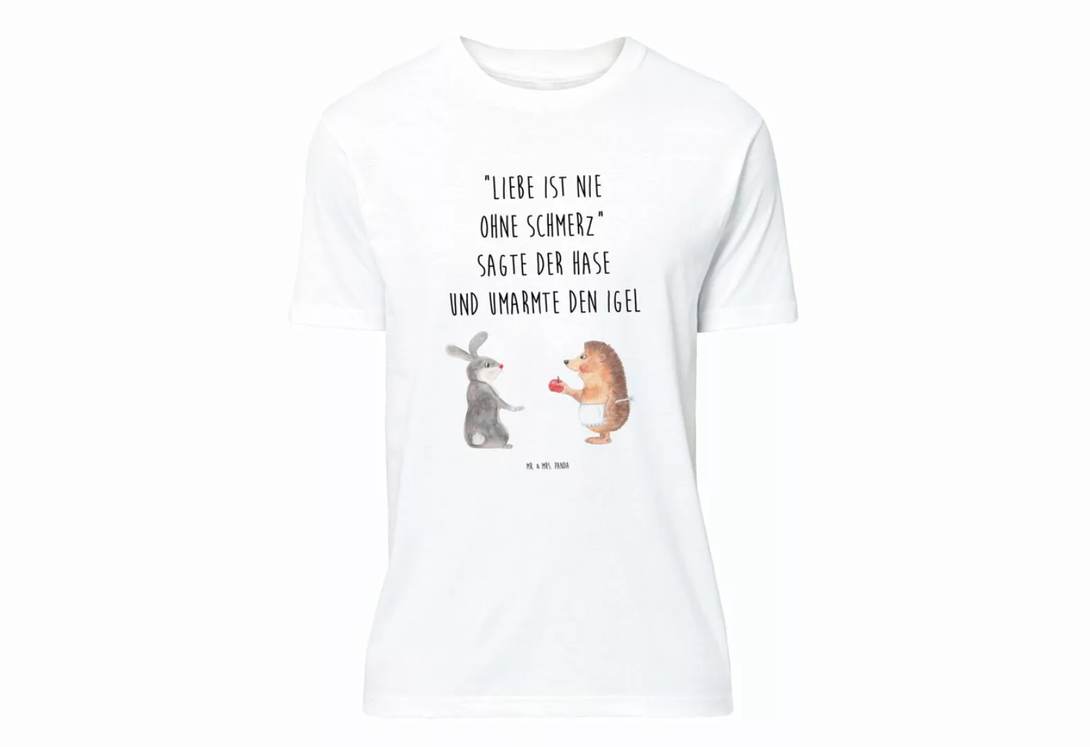 Mr. & Mrs. Panda T-Shirt Liebe ist nie ohne Schmerz - Weiß - Geschenk, Igel günstig online kaufen