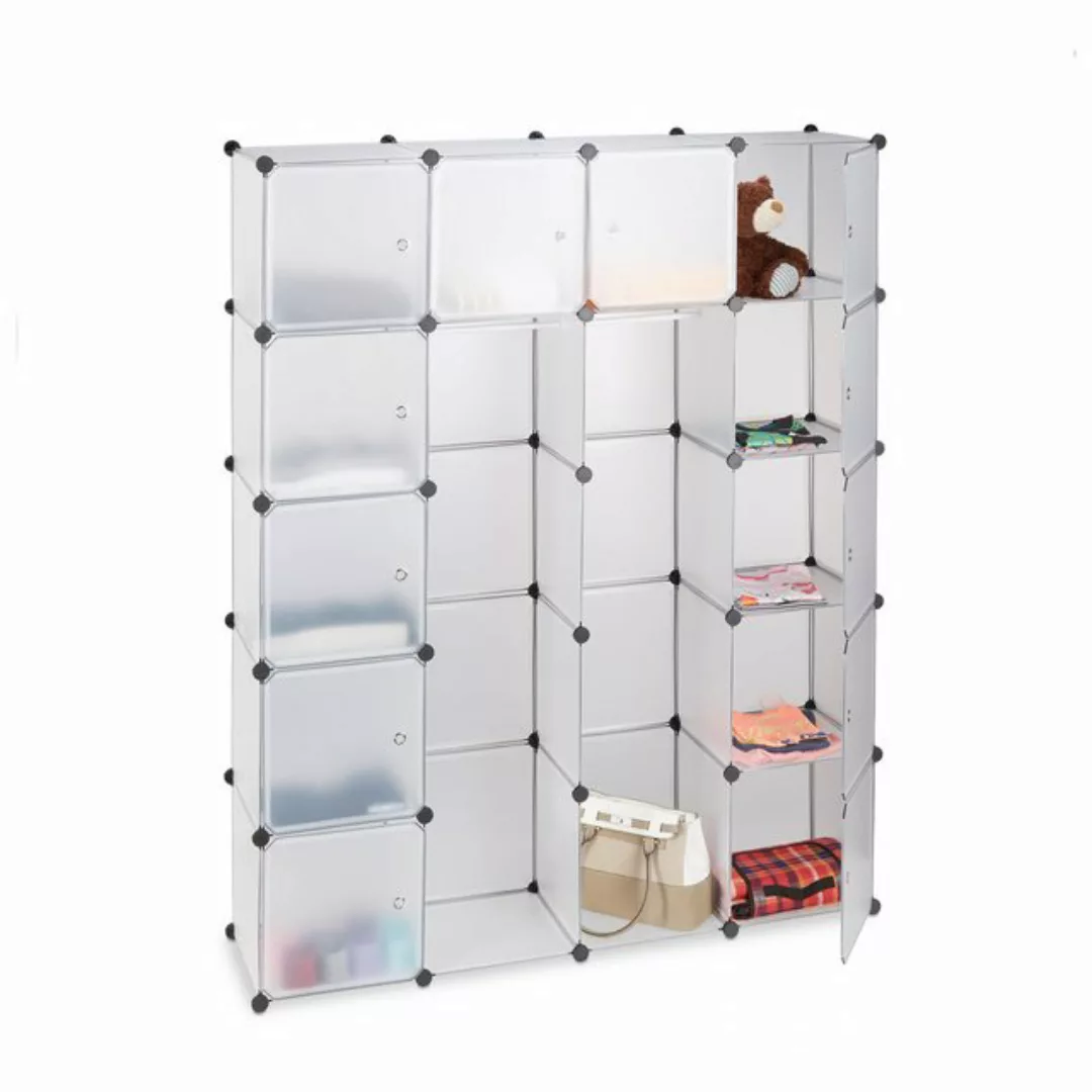 relaxdays Kleiderschrank Stecksystem 14 Fäch Transparent günstig online kaufen