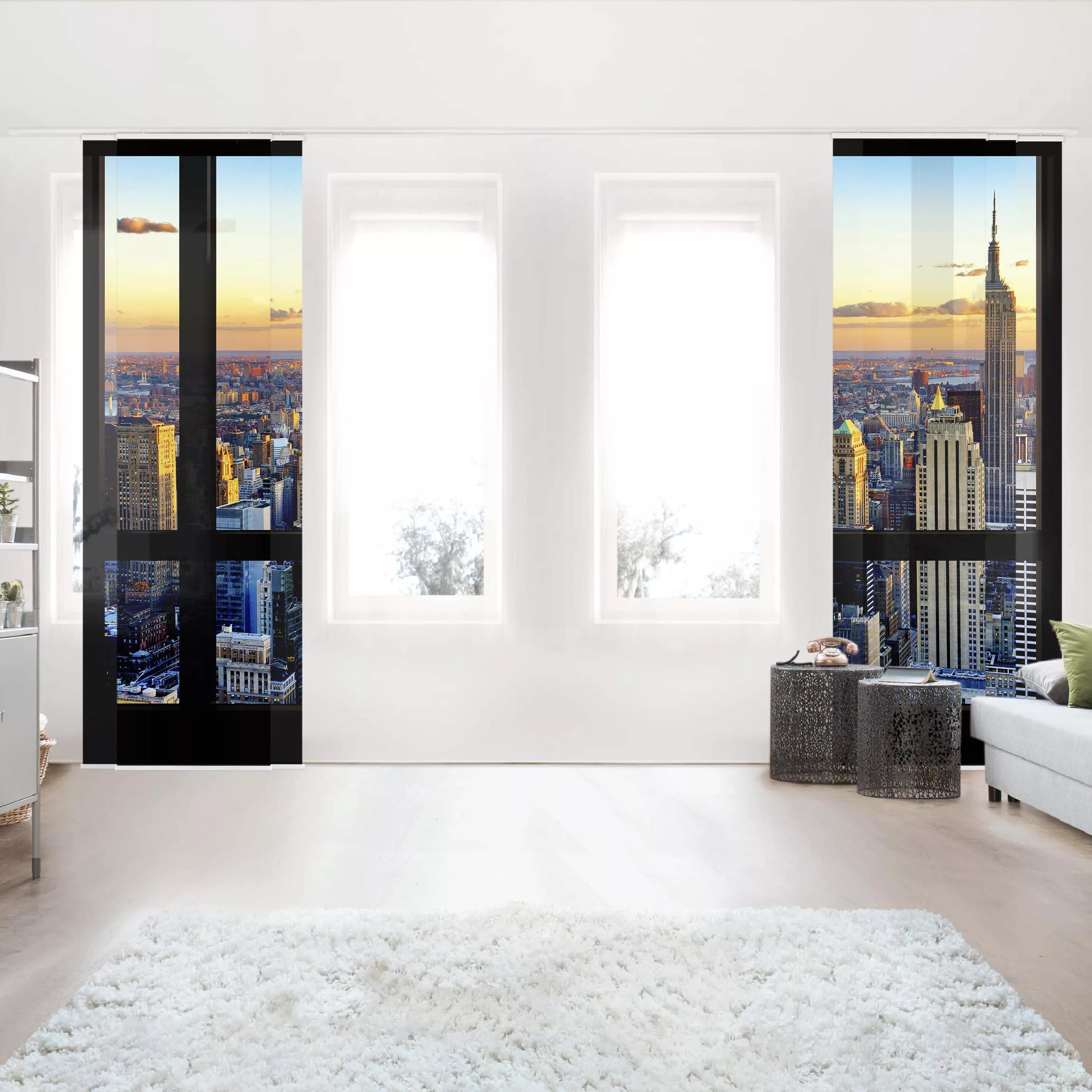 Schiebegardinen Set Architektur & Skyline Fensterausblick - Sonnenaufgang N günstig online kaufen