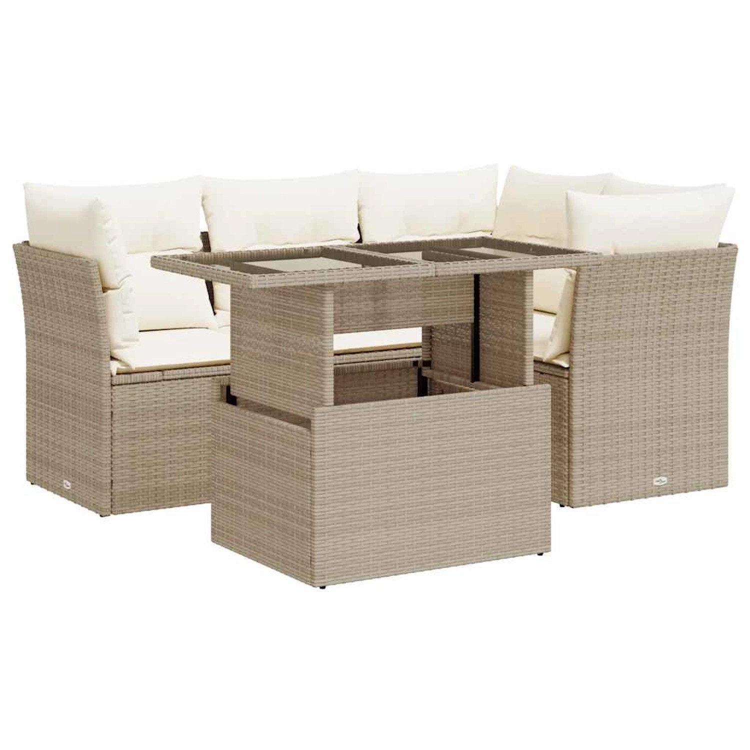 vidaXL 5-Tlg Garten-Sofagarnitur mit Kissen Beige Poly Rattan 3326149 günstig online kaufen