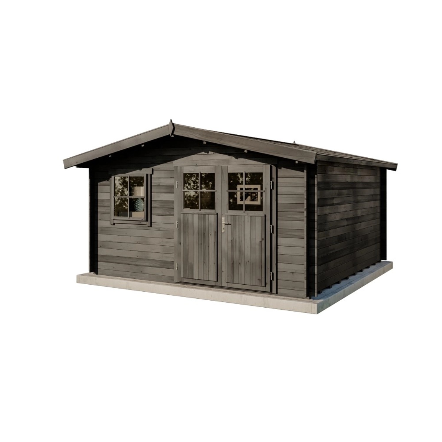 Alpholz Gartenhaus Set Valeria-28 Imprägniert Grau 428x427cm inkl. Dacheind günstig online kaufen