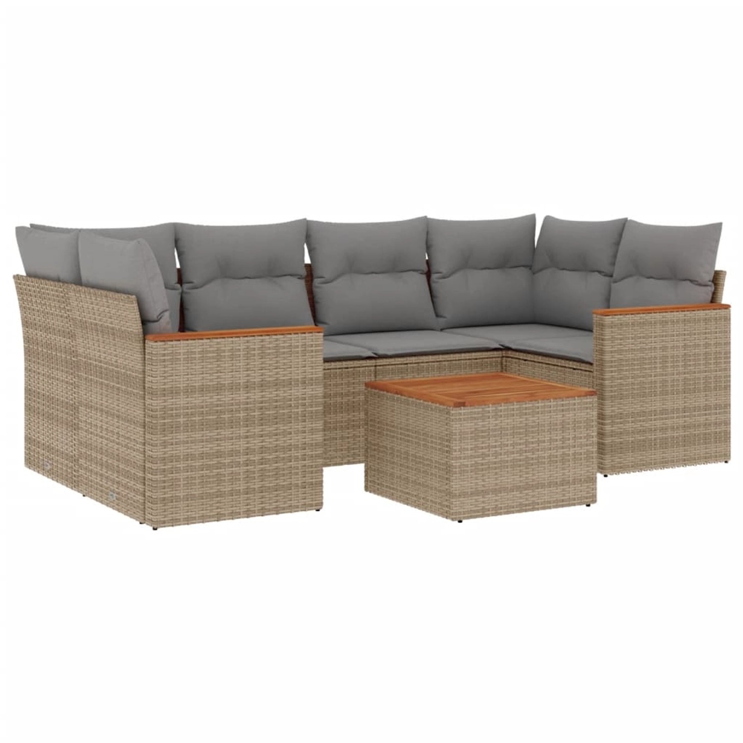 vidaXL 7-Tlg Garten-Sofagarnitur mit Kissen Beige Poly Rattan 3225800 günstig online kaufen