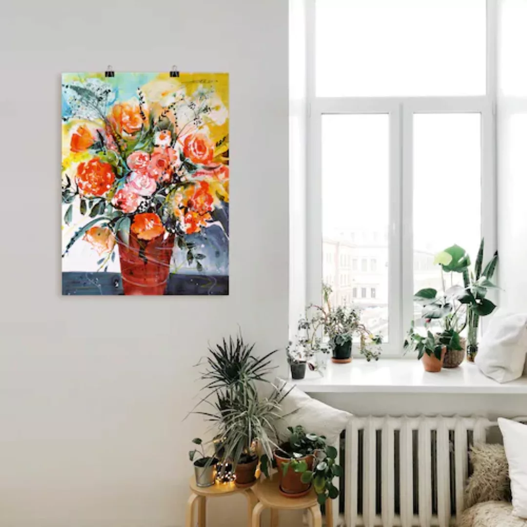 Artland Poster "Rosen in brauner Vase", Blumen, (1 St.) günstig online kaufen