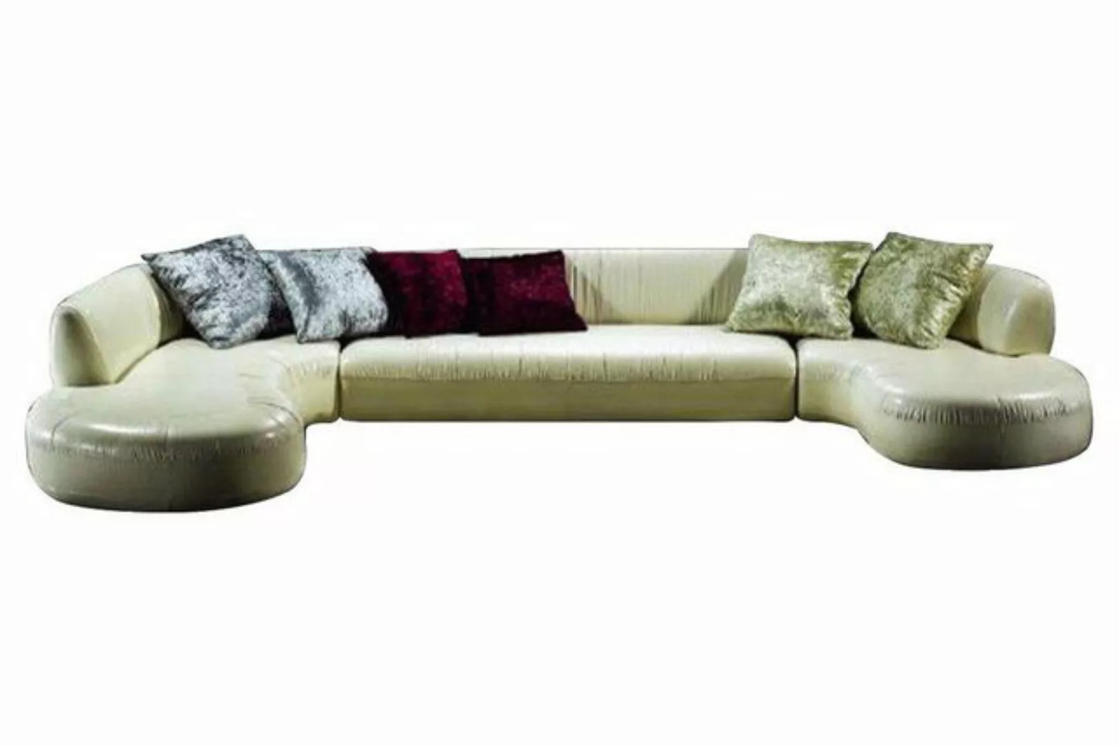 JVmoebel Ecksofa Weiße U-Form Wohnlandschaft Luxus Ledersofa Modern Ecksofa günstig online kaufen