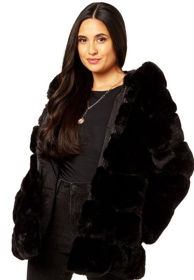 GINI LONDON Outdoorjacke Gini Horizontal Cut Fur Hooded Gini Horizontal ges günstig online kaufen