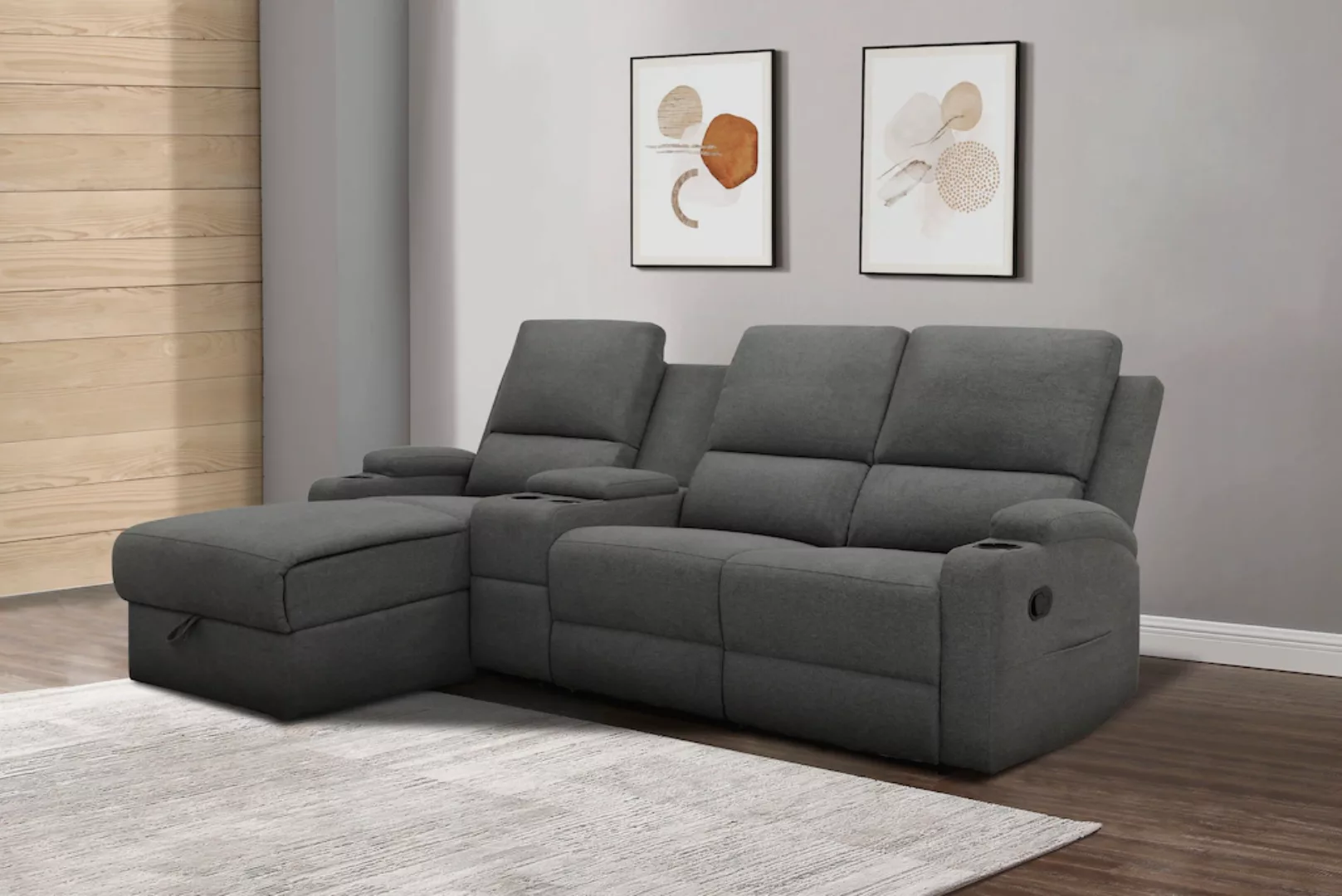 Home affaire Ecksofa "Napori Multimediasofa, 3er Kinosessel XXL, L-Form,", günstig online kaufen