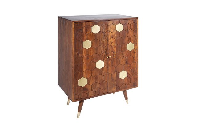 Licht-Erlebnisse Barschrank JAKARTA Retro Design H: 96 cm in Natur Gold Hol günstig online kaufen