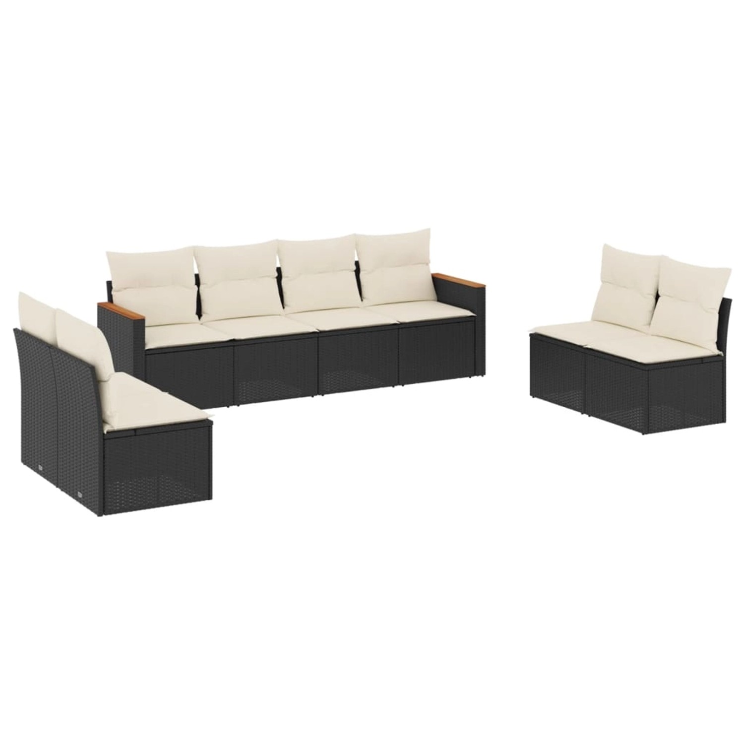 vidaXL 8-Tlg Garten-Sofagarnitur mit Kissen Schwarz Poly Rattan 3258290 günstig online kaufen