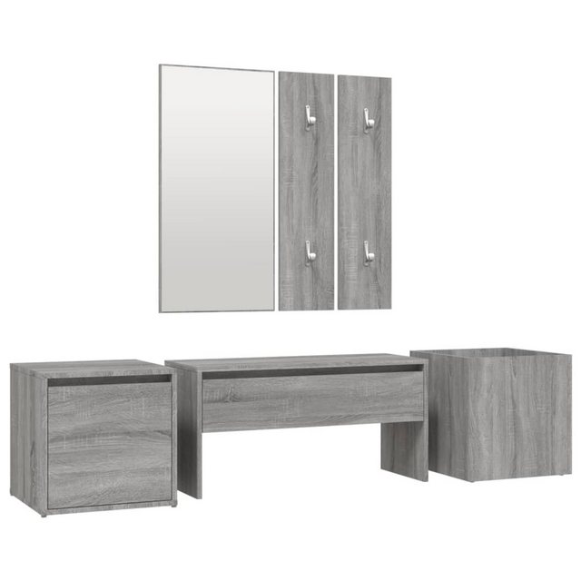 furnicato Kleiderschrank Flurmöbel-Set Grau Sonoma Holzwerkstoff (1-St) günstig online kaufen