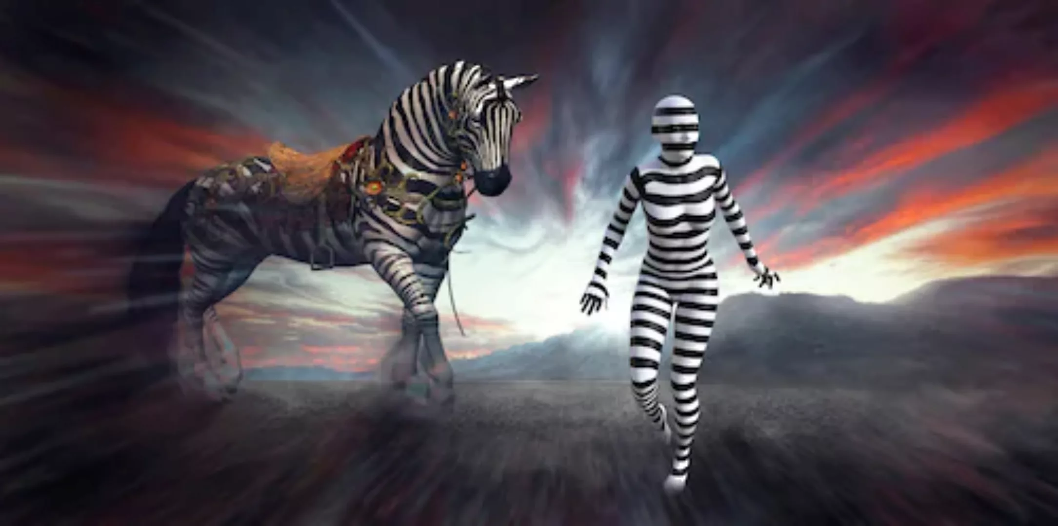 Papermoon Fototapete »Surreale Zebrafrau« günstig online kaufen